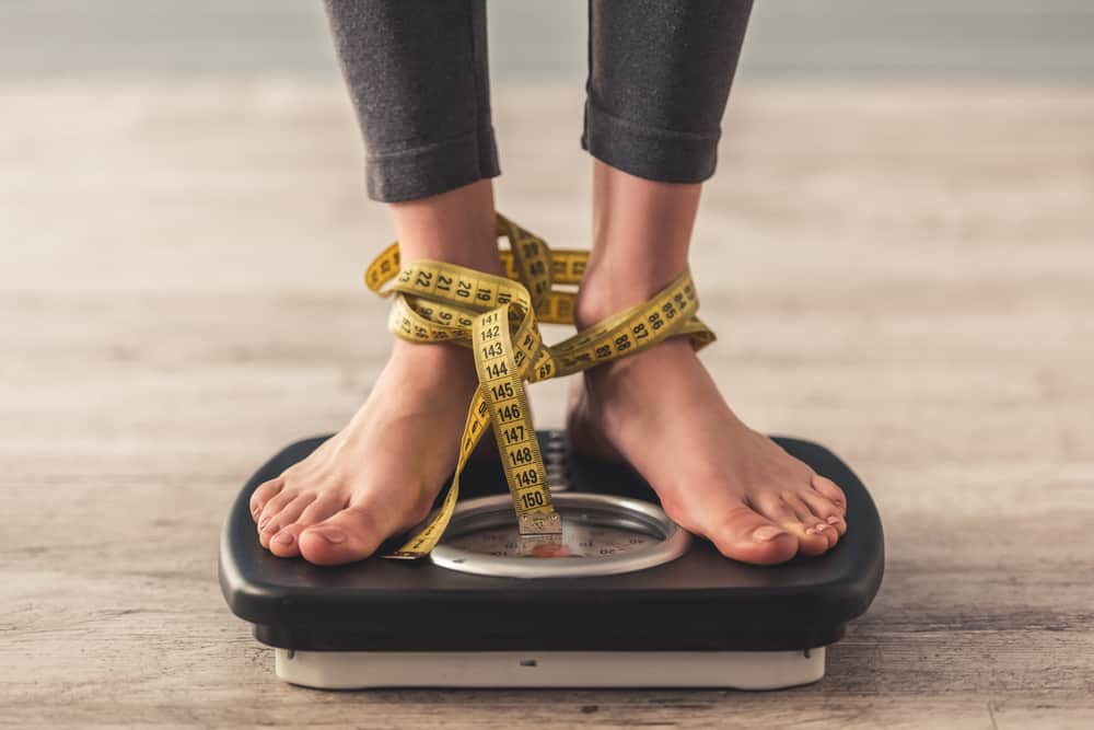 Cropped,Image,Of,Woman,Feet,Standing,On,Weigh,Scales,,On